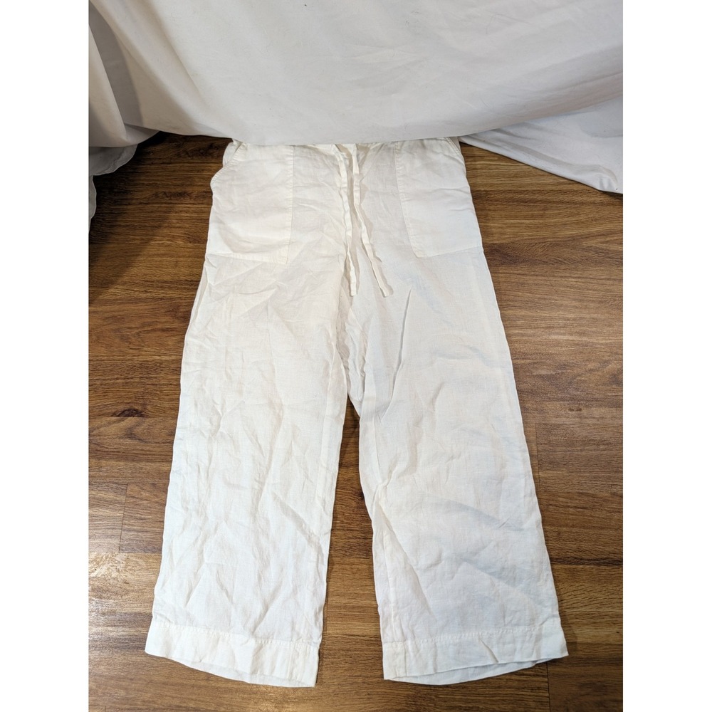 Everlane Women's 6 100% Linen Wide Leg Pants Pockets Unlined White
